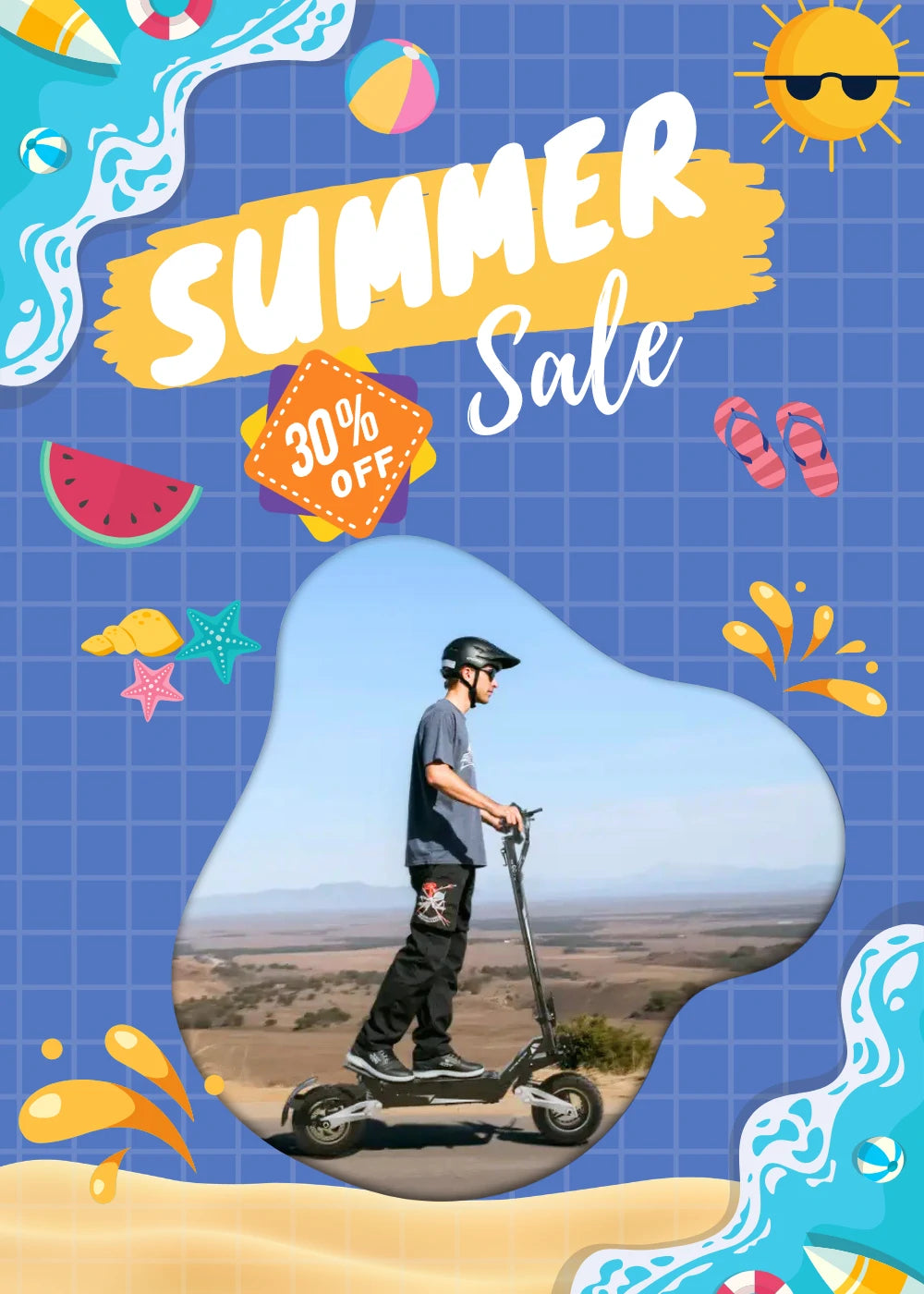 OOTD T10 electric scooter summer sale poster, 30% off outdoor riding